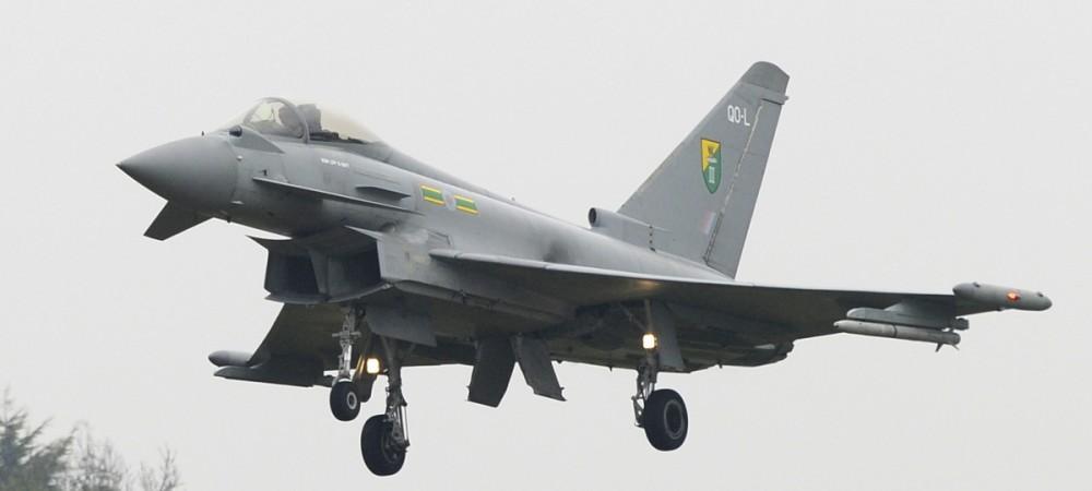A Typhoon jet lands at RAF Northolt in west London May 2, 2012 Typhoon fighter jets