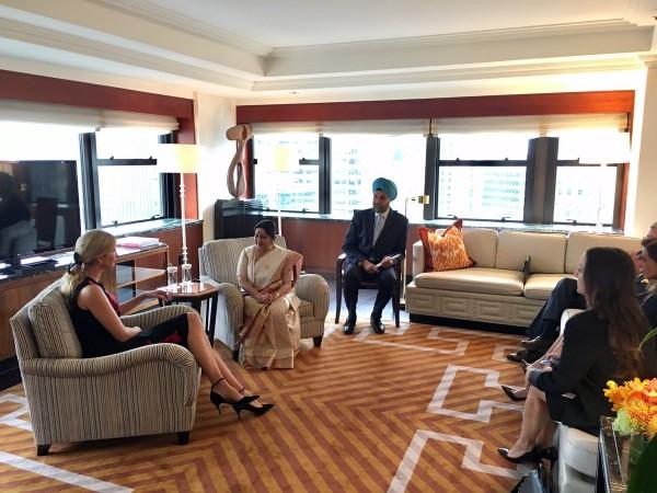 External Affairs Minister Sushma Swaraj met Ivanka Trump on Tuesday. Sushma swaraj Ivanka Trump