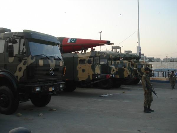 A Pakistan military truck carrying a IRBM. pakistan military truck carrying a missile