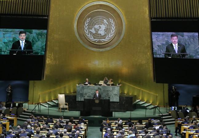 United Nations General Assembly President Miroslav Lajcak addresses the 72nd United Nations General Assembly at U.N. headquarters in New York, U.S., September 19, 2017 UNGA