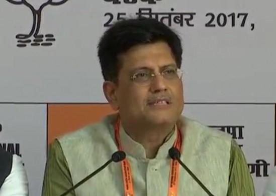 Piyush Goyal addressing the BJP National Executive meeting. Piyush Goyal