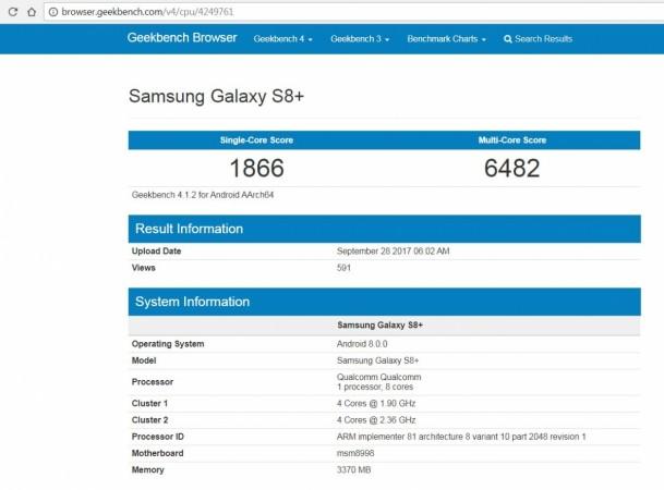 Samsung, Galaxy S8 , Android Oreo, Geekbench,