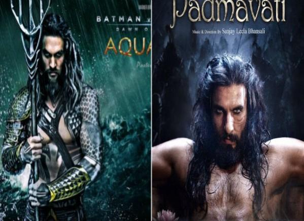 Jason Momoa in Aquaman (left) and Ranveer Singh in Padmavati (right) Ranveer Singh in Padmavati