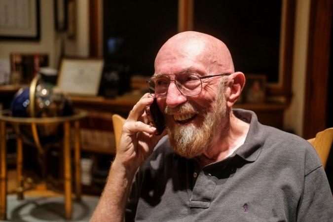 California Institute of Technology physicist Kip S. Thorne talks on the phone in his home after winning the 2017 Nobel Prize for Physics, which he shares with Barry Barish and Rainer Weiss, in Pasadena, California, U.S. October 3, 2017. Nobel Prize for Physics, winner, 2017,