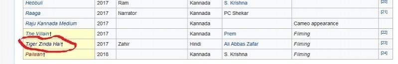 A Screen Shot from Sudeep's Wikipedia Page A Screen Shot from Sudeep's Wiki Page