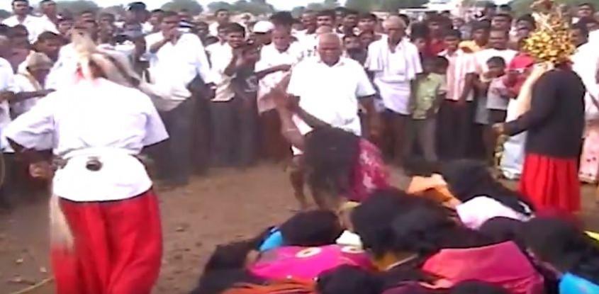 Mass whipping of women and schoolgirls in Trichy by priests in a