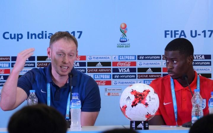 England coach Steve Cooper and player Marc Guehi in press conference. Steve Cooper, Marc Guehi