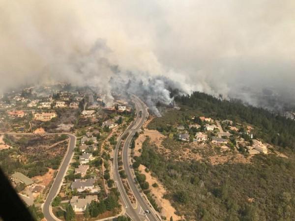 An aerial photo of the devastation left behind from the North Bay wildfires north of San Francisco. California