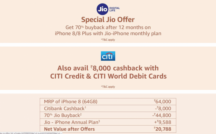 Amazon India offer on iPhone 8 Amazon India offer on iPhone 8