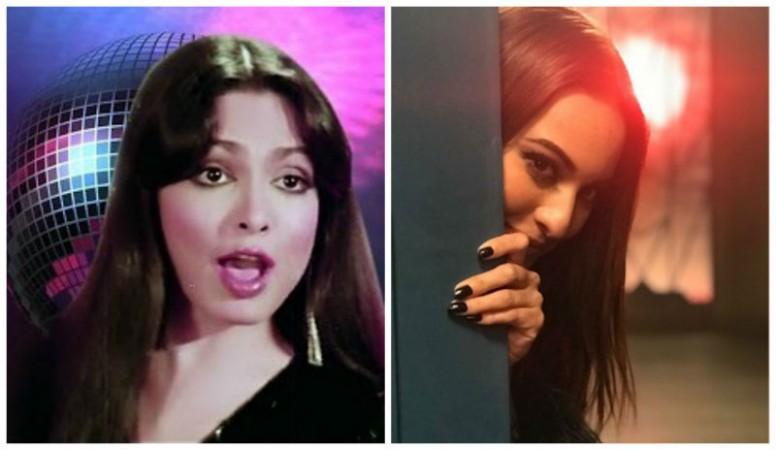 <span>Zeenat</span> <span>Aman</span> (left) and <span>Sonakshi</span> <span>Sinha</span> (right) in <span>Raat</span> <span>Baaki</span> song Zeenat Aman and Sonakshi Sinha in Raat Baaki song