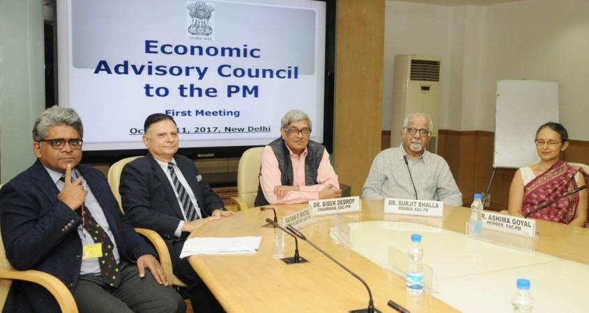 Chairman of Economic Advisory Council to the Prime Minister (EAC-PM) Bibek Debroy chairs the first meeting of EAC-PM at NITI Aayog in New Delhi on Oct 11, 2017. Economic Advisory Council to the Prime Minister