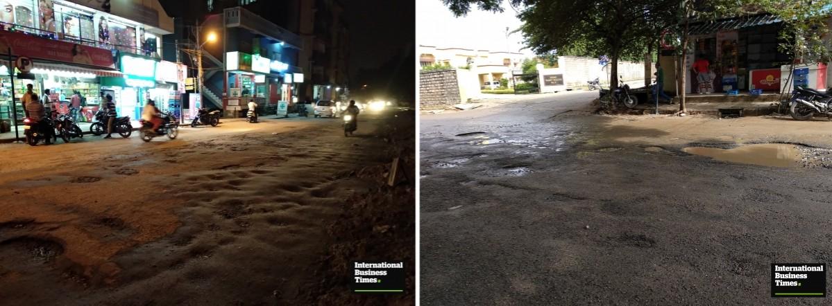 Potholes in Kaggadasapura main road Kaggadasapura, potholes