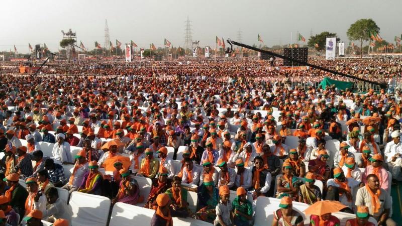 In picture: People attend a BJP rally addressed by Prime Minister Narendra Modi at Gandhinagar in Gujarat on Monday, October 16, 2017. BJP rally
