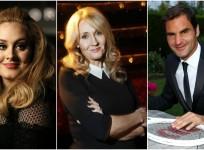 Adele, J.K. Rowling, Roger Federer