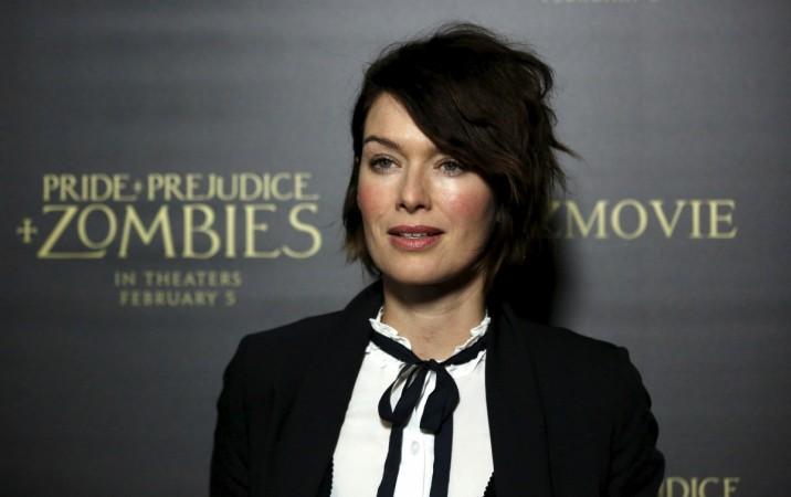 Lena Headey poses at the premiere of Lena Headey