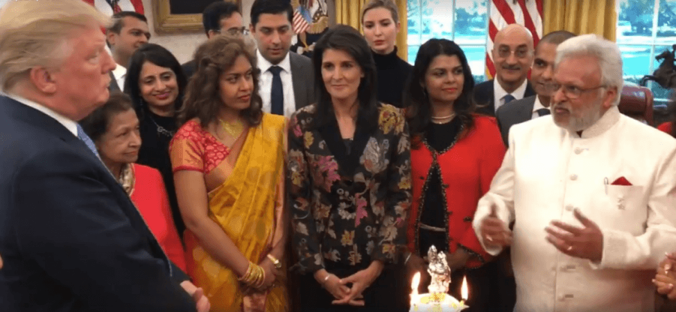 President Donald Trump celebrating Diwali. Trump celebrating Diwali