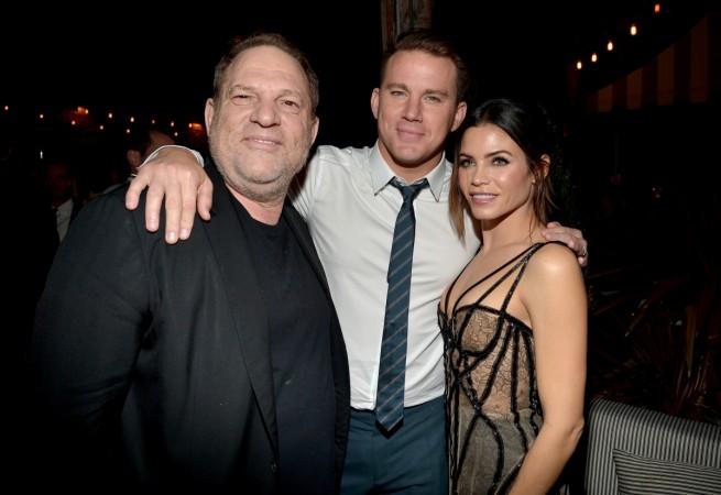 Channing Tatum (middle) with wife Jenna Devan-Tatum and Harvey Weinstein at the world premiere of 'The Hateful Eight' after party. channing tatum