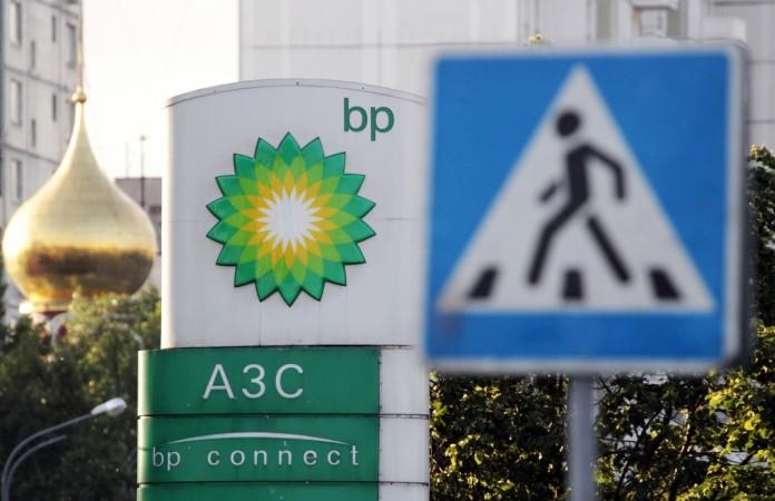 A sign board of a BP petrol station is seen in Moscow June 1, 2012. BP petrol station