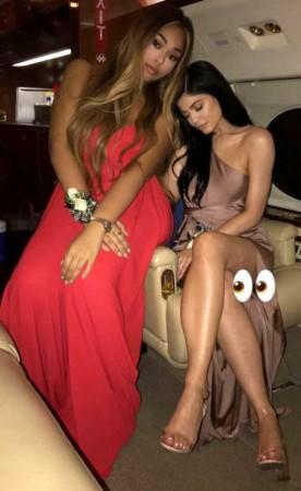Kylie Jenner (right) with Jordyn Woods. heels