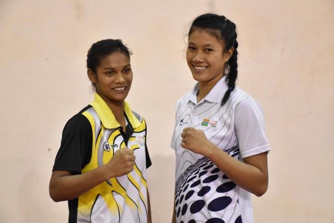 Joy Kumari Lama (L) and Ankushita Boro were among the eight Indian medal winners India women youth boxing