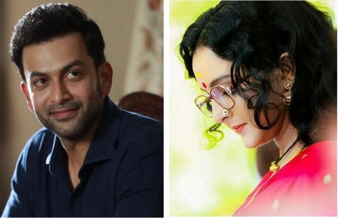 Prithviraj Sukumaran and Manju Warrier. Prithviraj Sukumaran, Manju Warrier, Tovino Thomas