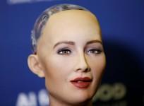 Sophia, a robot integrating the latest technologies and artificial intelligence developed by Hanson Robotics is pictured during a presentation at the
