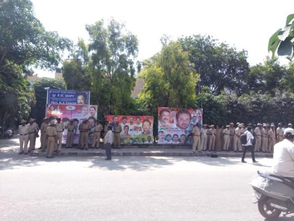 Security outside City Development and Town Planning minister KJ George's constituency office. KJ George