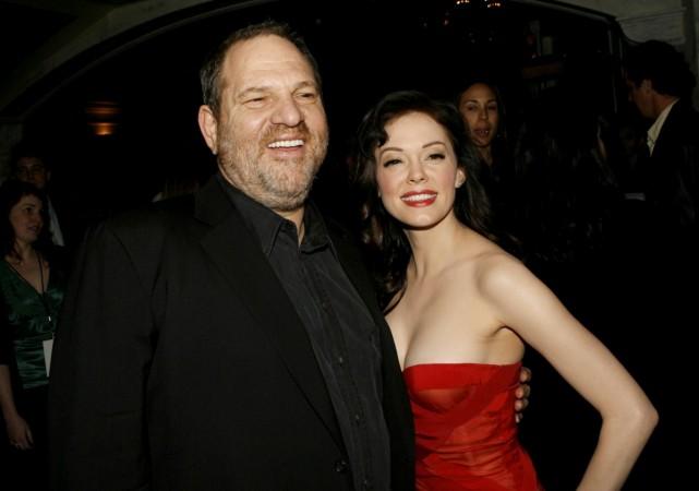 Harvey Weinstein (L) and Rose McGowan (R). rose and harvey