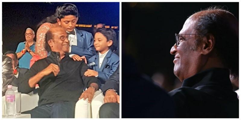 Rajinikanth with his grandchildren - Linga and Yathra. Rajinikanth with his grandchildren - Linga and Yathra