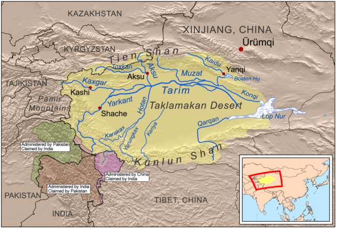 The Taklimakan Desert in Xinjiang, China. Taklimakan Desert