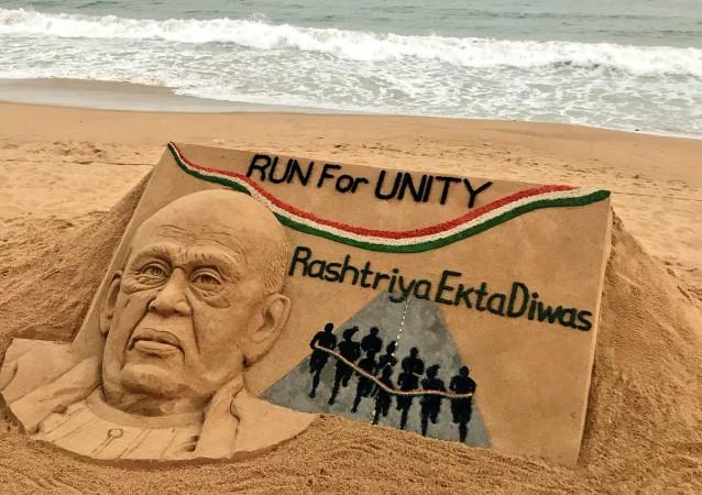 A sand sculpture made in honour for Sardar Vallabhbhai Patel. Run for Unity