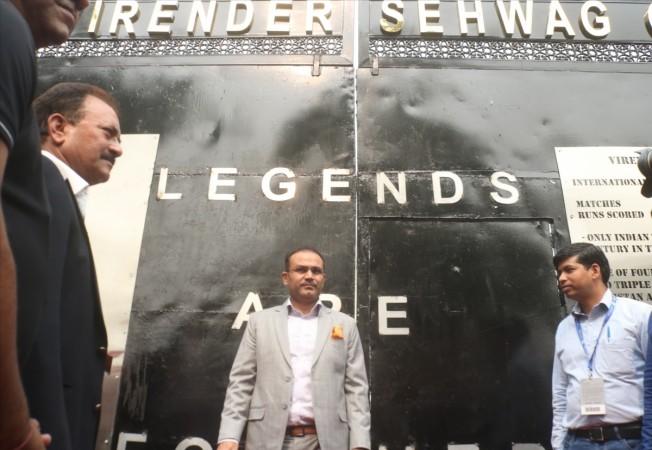 Former cricketer Virender Sehwag during a programme organised to rechristen Gate No.2 of Firoz Shah Kotla Stadium as Virender Sehwag Gate Virender Sehwag