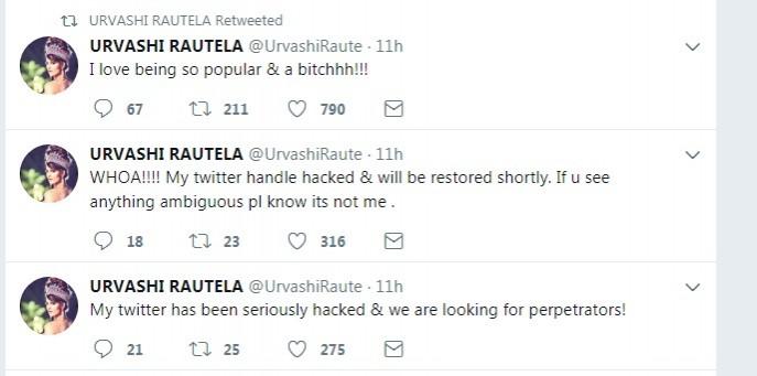 Urvashi Rautela Twitter handle hacked Urvashi Rautela Twitter hacked