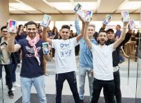 Customers with the new iPhone X in Sydney
