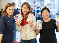 Customers with the new iPhone X in Sydney