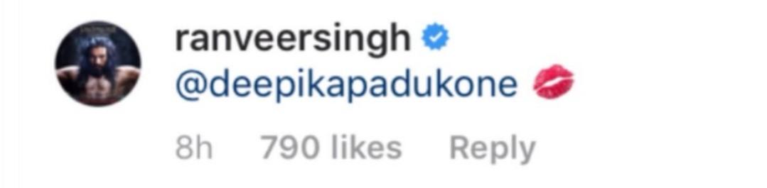 Ranveer Singh replied to Deepika Padukone on Instagram Ranveer Singh