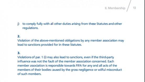fifa statutes