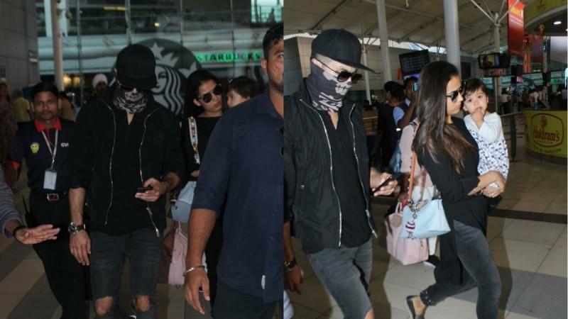 Shahid Kapoor with wife Mira and daughter Misha at Mumbai airport Shahid Kapoor with wife Mira and daughter Misha at Mumbai airport