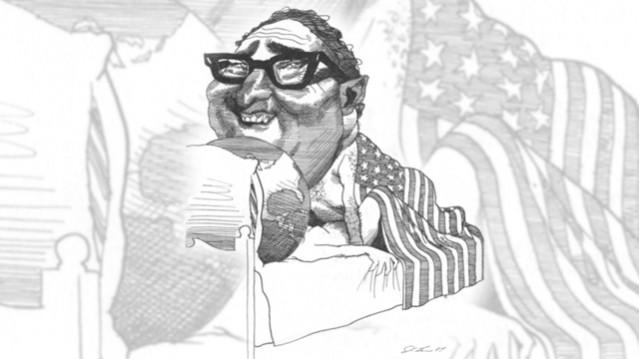 David Levine's cartoon of Henri Kissinger. David Levine