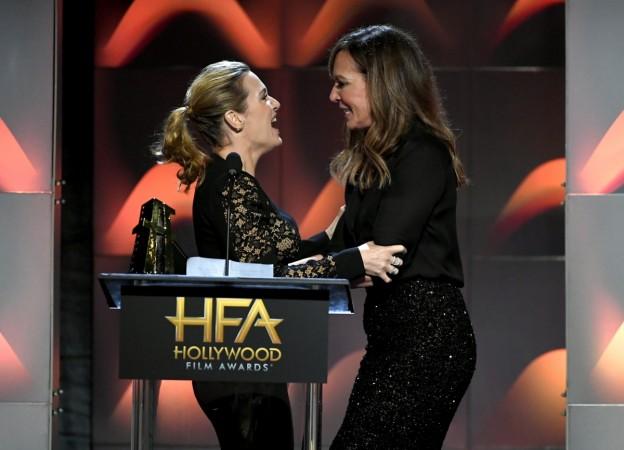 Honoree Kate Winslet (L) accepts the Hollywood Actress Award for 'Wonder Wheel' with honoree Allison Janney onstage during the 21st Annual Hollywood Film Awards at The Beverly Hilton Hotel on November 5, 2017, in Beverly Hills, California. Kate Winslet, Allison Janney