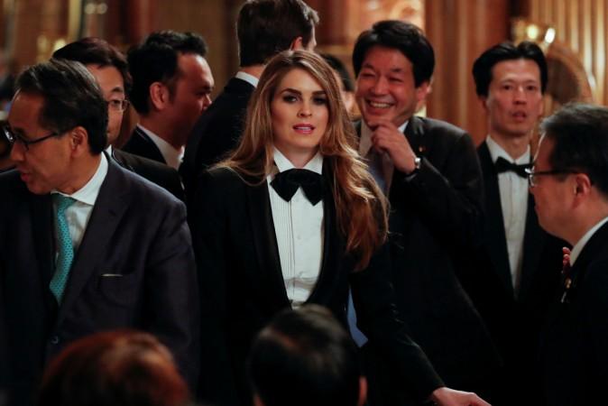 White House Communications Director Hope Hicks attends an official dinner thrown by Japan's Prime Minister Shinzo Abe in honor of U.S. President Donald Trump at Akasaka Palace in Tokyo, Japan November 6, 2017. Hope Hicks