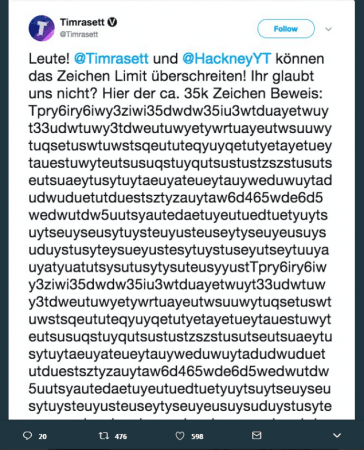 The 35,000 character tweet (screenshot) Twitter