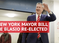 Bill de Blasio re-elected as New York City mayor in landslide victory