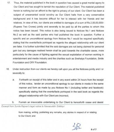 Sunita Rajwar's legal notice to Nawazuddin Siddiqui Sunita Rajwar legal notice