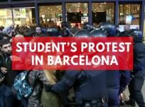 Students storm train station in Barcelona
