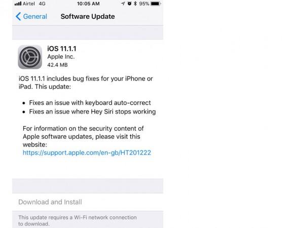 Apple iOS 11.1.1 update released: Brings bug fixes for annoying autocorrect glitch, Hey Siri Apple, iOS 11.1, autocorrect feature, iOS 11.1.1 update, Hey Siri, iPhones, iPads