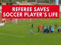 Referee saves soccer players life