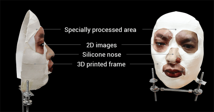 The mask is made using a 3D printer and uses hand-crafted Face ID mask
