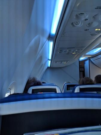 The Pixel 2 rear camera picks up major banding when taking photos in LED lighting. In this photo taken inside of an airplane there are LED overhead lights. Pixel 2 XL banding