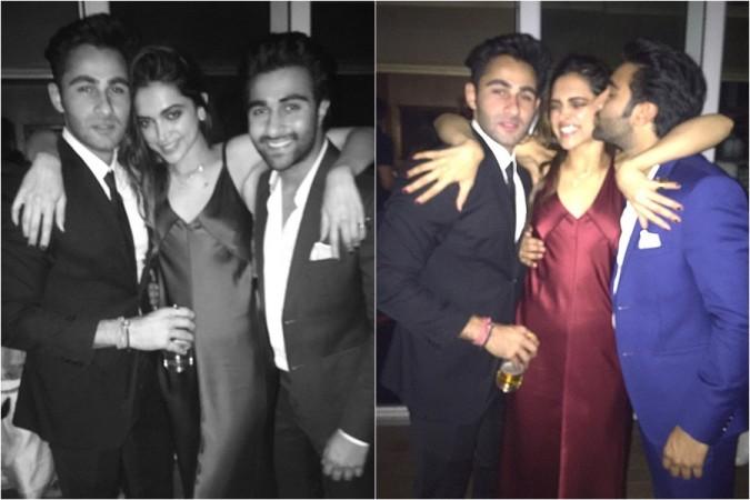 Deepika Padukone flanked by Aadar Jain and Armaan Jain Deepika Padukone Aadar Jain armaan Jain